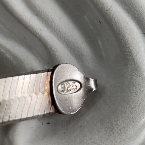 Etched Pattern Design Bracelet Signed Italy Rose/Pink 925 Sterling Silver 7" - Picture 9 of 16